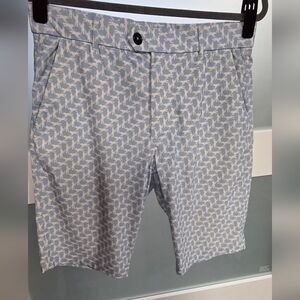 Greyson Light Blue Patterned Flat-Front Shorts